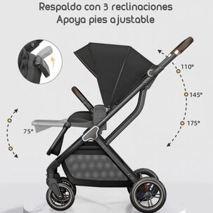 Coche De Paseo Modo Apego Y Panorámico Lubabycas Gris