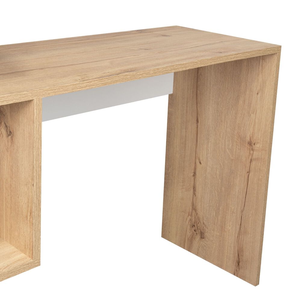 Escritorio Bibloteca 142,6x120x41,8 Cm Caf&eacute; Claro Y Blanco image number 6.0