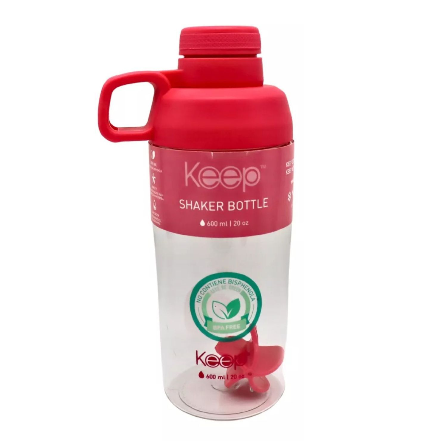 Botella Shaker Keep Mezclador Proteinas Gimnasio 600ml Rosa image number 0.0