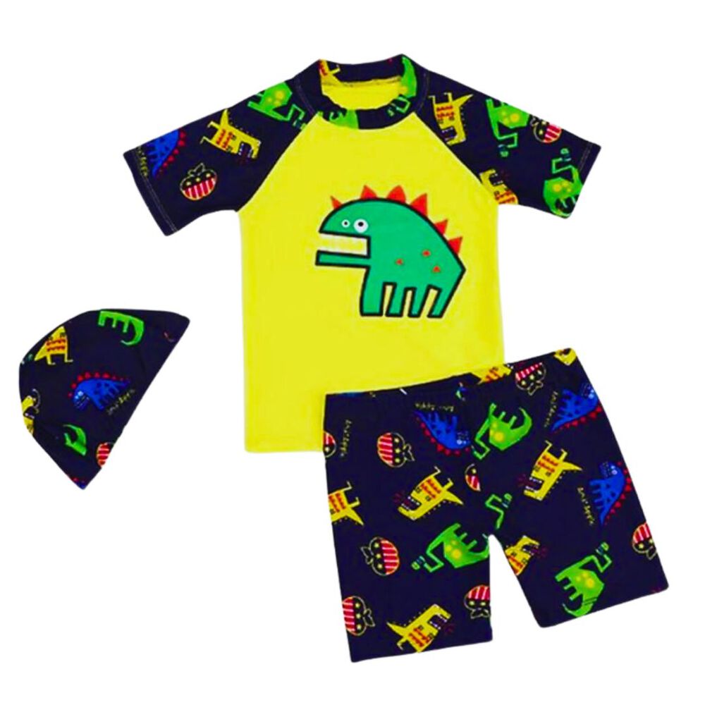 Traje De Baño 3 Piezas Manga Corta Jump Kids Amarillo Dinosaurios image number 0.0