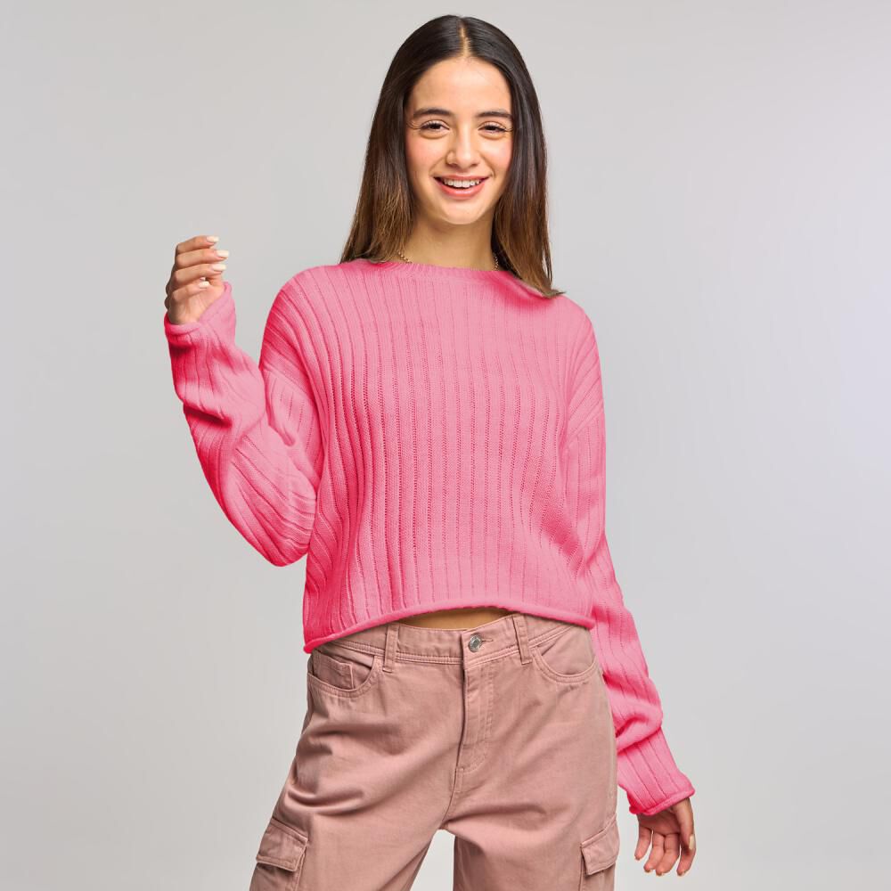 Sweater Crop Manga Larga Cuello Redondo Mujer Freedom image number 0.0