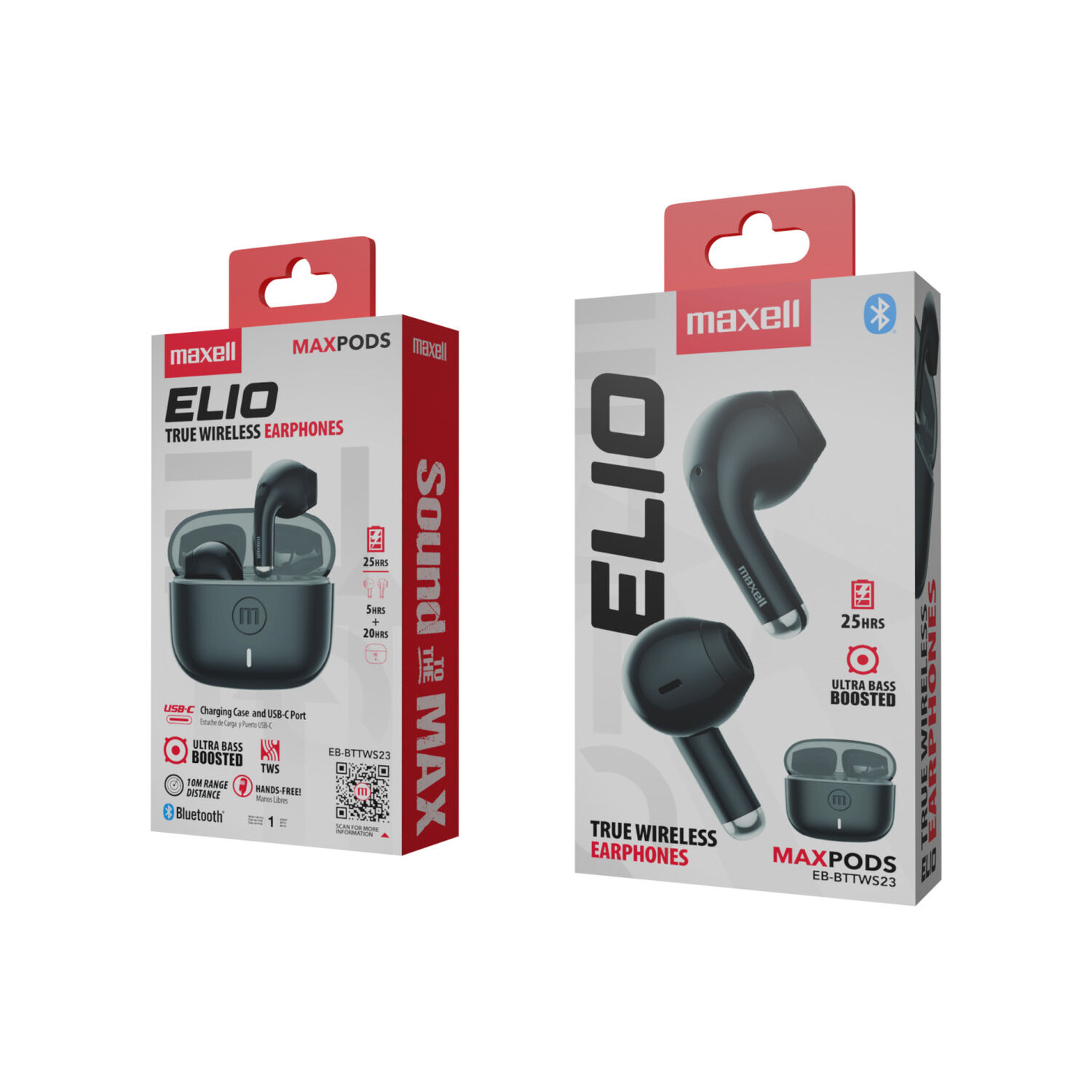 Aud&iacute;fonos Bluetooth Inal&aacute;mbricos Maxell Elio 12 Horas Negro image number 2.0