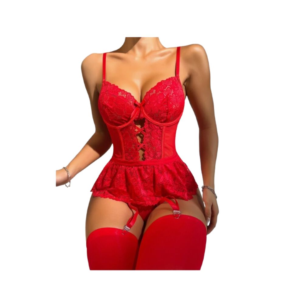 Lencería Encaje Vestido Lazo Abertura Con Aro image number 7.0