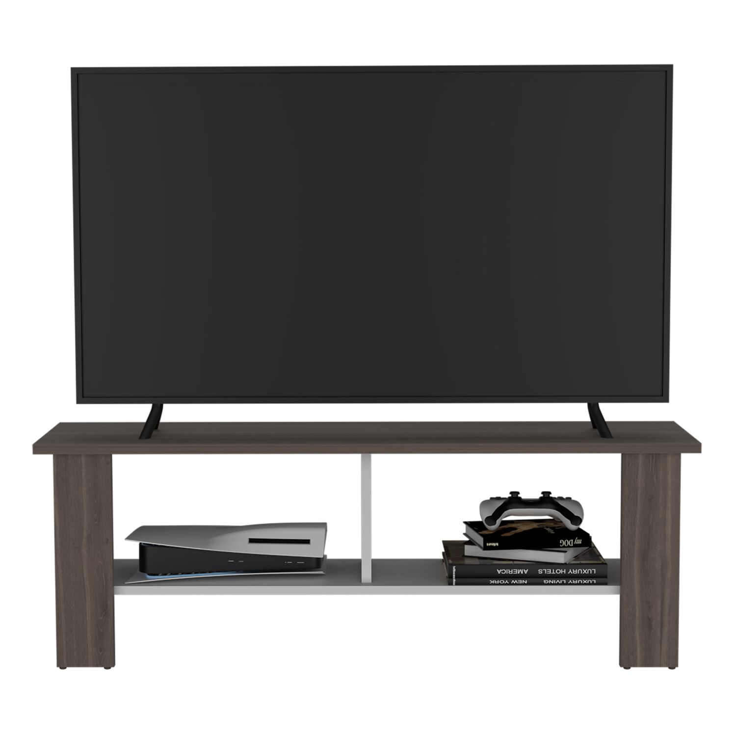 Rack Tv 50" Con 2 Repisas Fm-031o Caf&eacute; Oscuro Y Blanco image number 2.0
