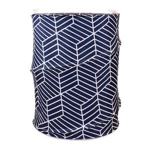 Cesto Para Ropa Plegable Nautica Home 42x55cm Azul-blanco