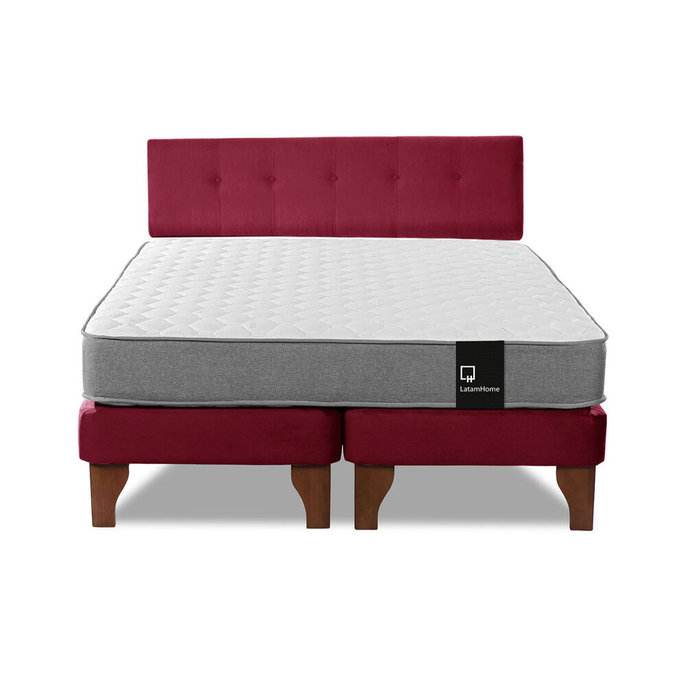 Cama Europea Zen Best Tela Velvet Burdeo 2 Plazas + Respaldo image number 3.0