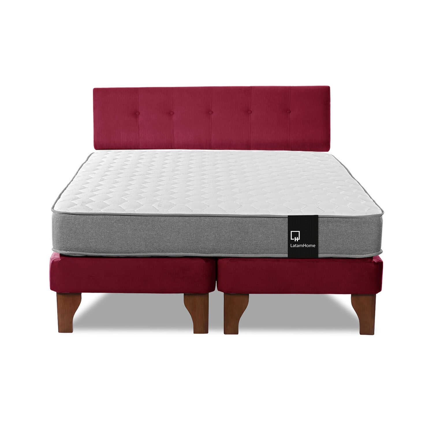 Cama Europea Zen Best Tela Velvet Burdeo 2 Plazas + Respaldo image number 3.0
