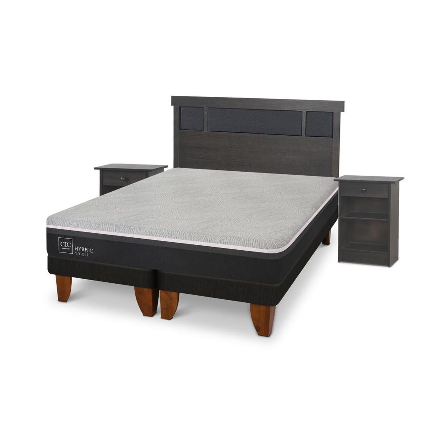Cama Europea Cic Hybrid Smart / 2 Plazas / Base Dividida + Set De Maderas image number 1.0