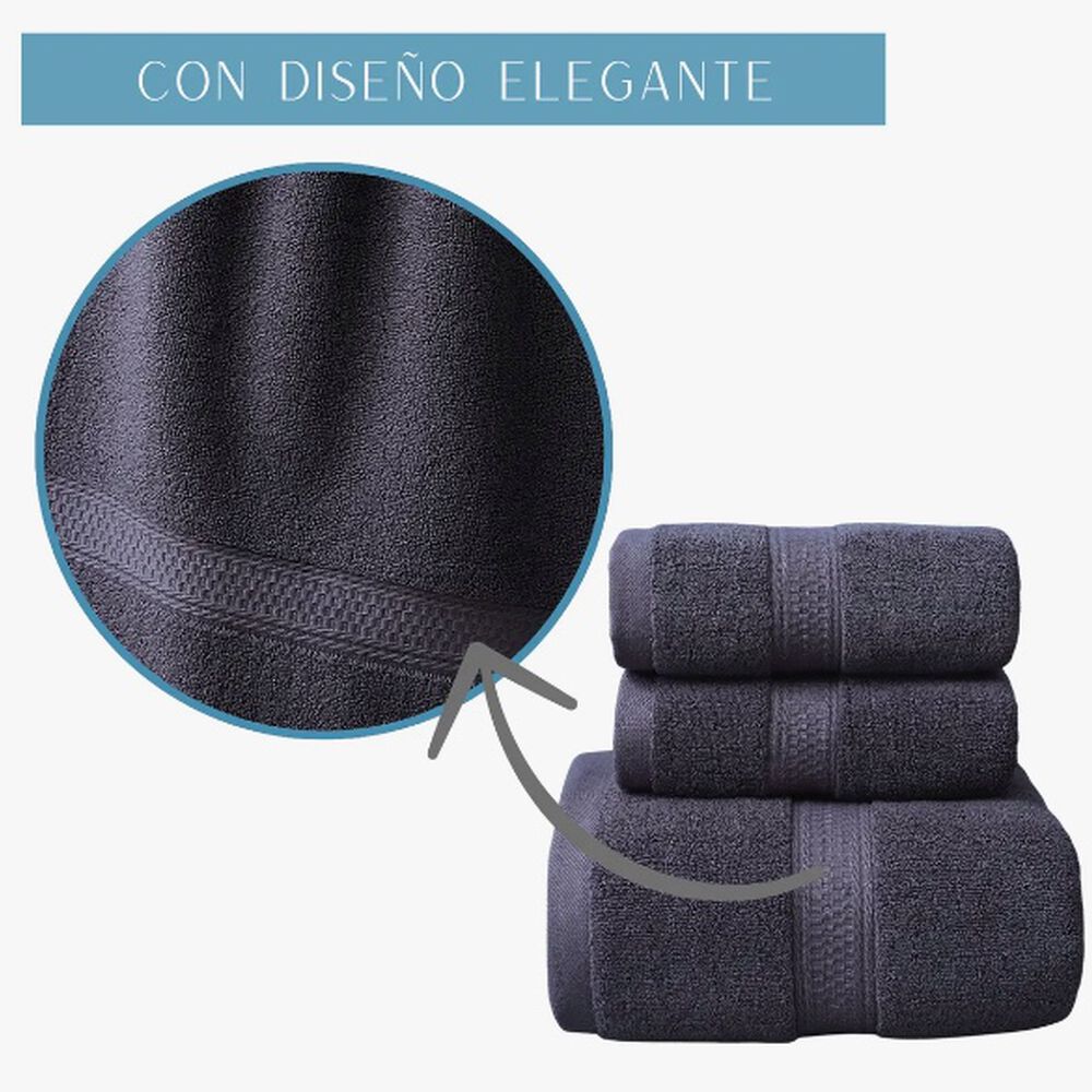 Pack 3 Toallas 100% Algodon Gris image number 2.0
