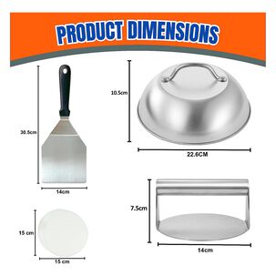 Kit Prensa Hamburguesas Acero Inoxidable 4 Piezas
