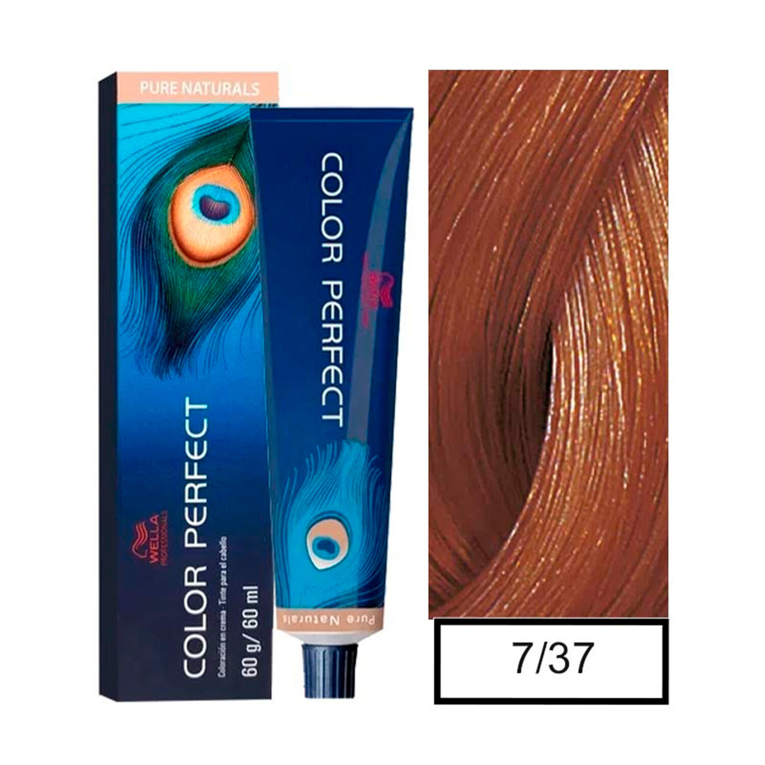 Wella - Tintura Permanente Color Perfect 7/37 Rubio Mediano Dorado Marr&oacute;n 60gr + Oxidante 20vol 60ml image number 0.0