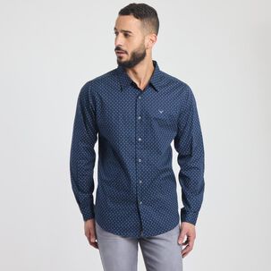 Camisa Estampada Slim Manga Larga Hombre Az Black