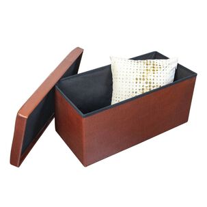 Ba&uacute;l Otomano Plegable De Ecocuero Caf&eacute;