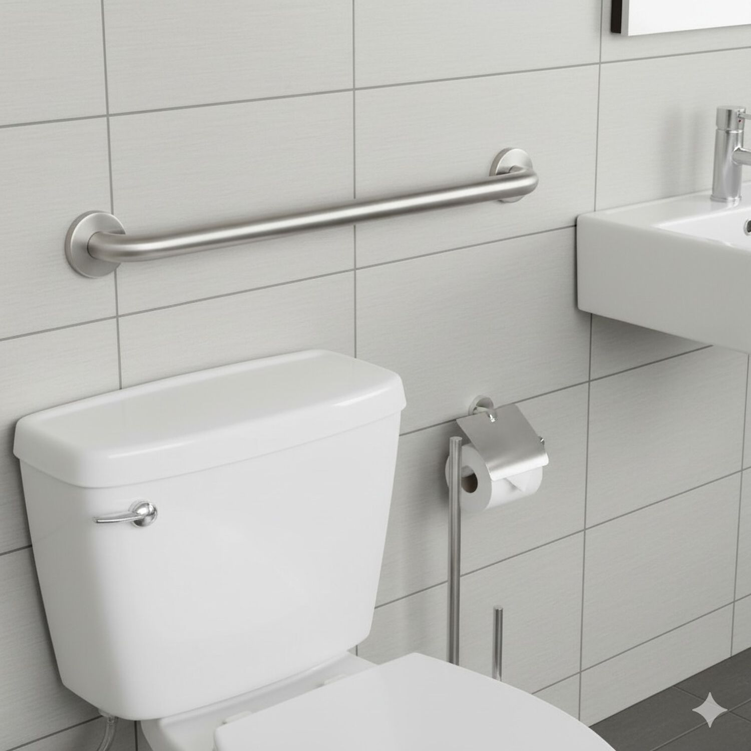 Barra De Seguridad 60cm Soporte Agarradero Ba&ntilde;o Y Ducha Color Niquel image number 6.0