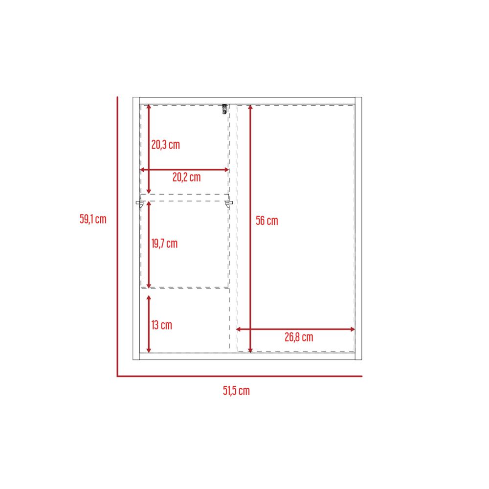 Mueble Botiquin De Baño Con Espejo 59,1x51,5x16,5 Cm Café Claro image number 8.0