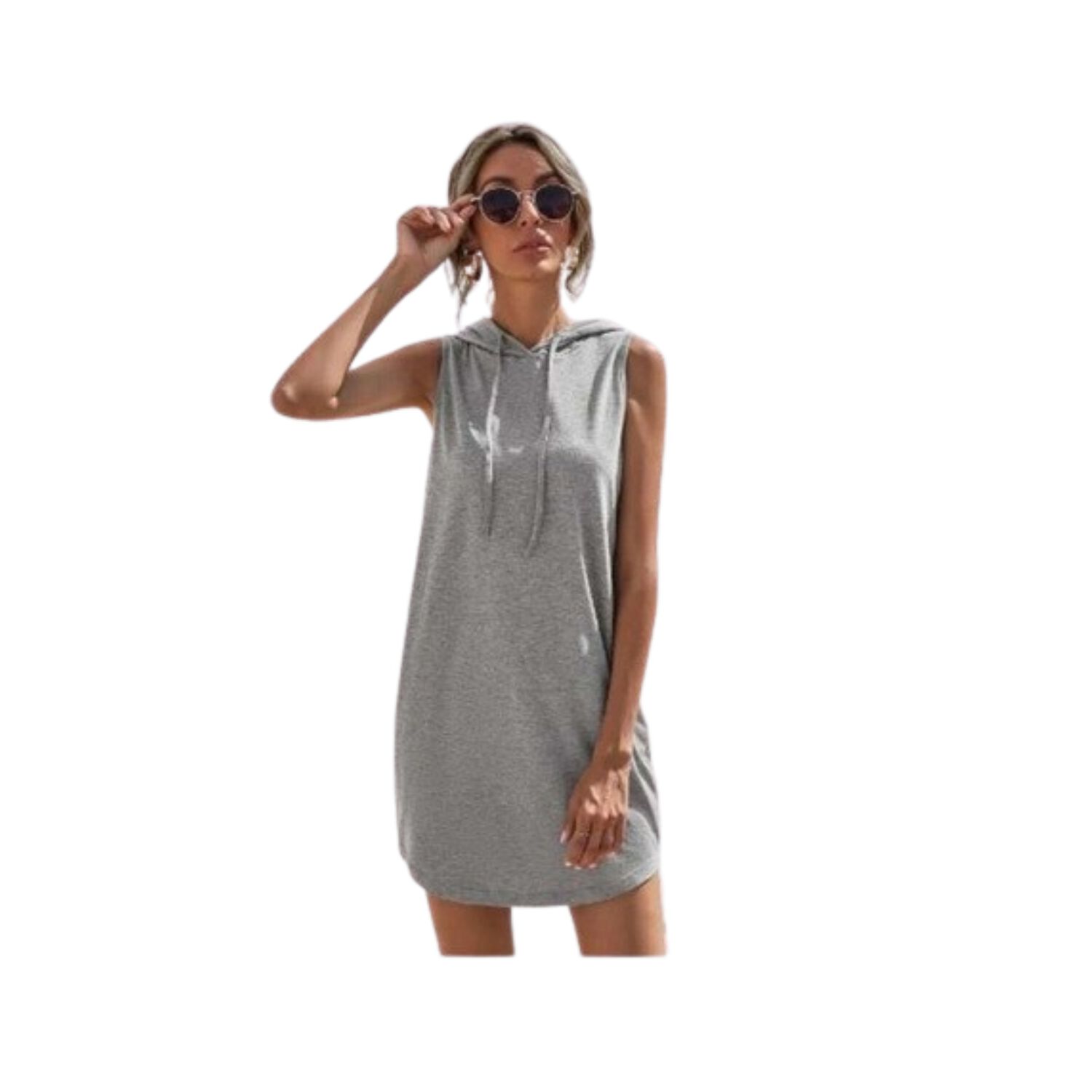 Vestido Deportivo Corto Suelto Sin Manga Con Capucha Verano image number 1.0