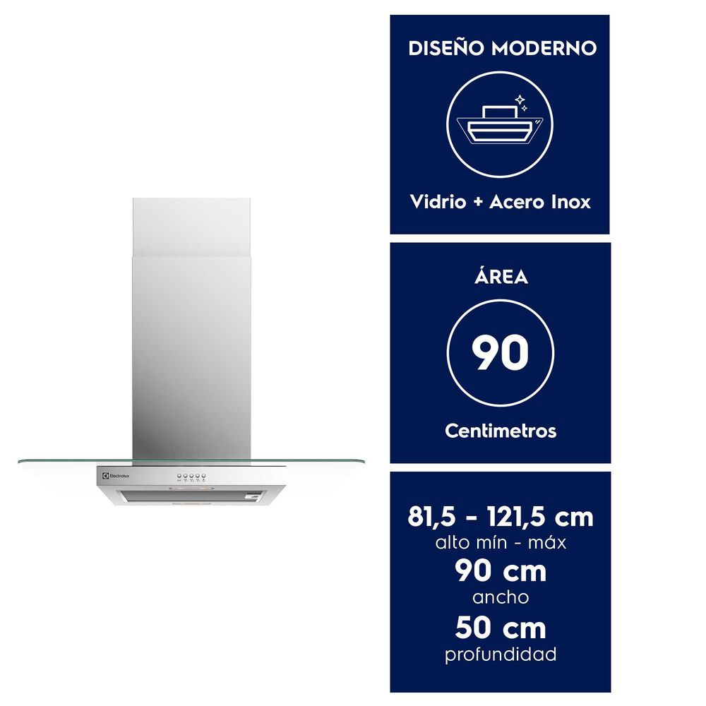 Campana Cocina Isla Decorativa 90cm Luz Led Ce9ix Inox image number 1.0