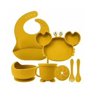 Set Alimentacion Bebe Silicona Plato Cangrejo