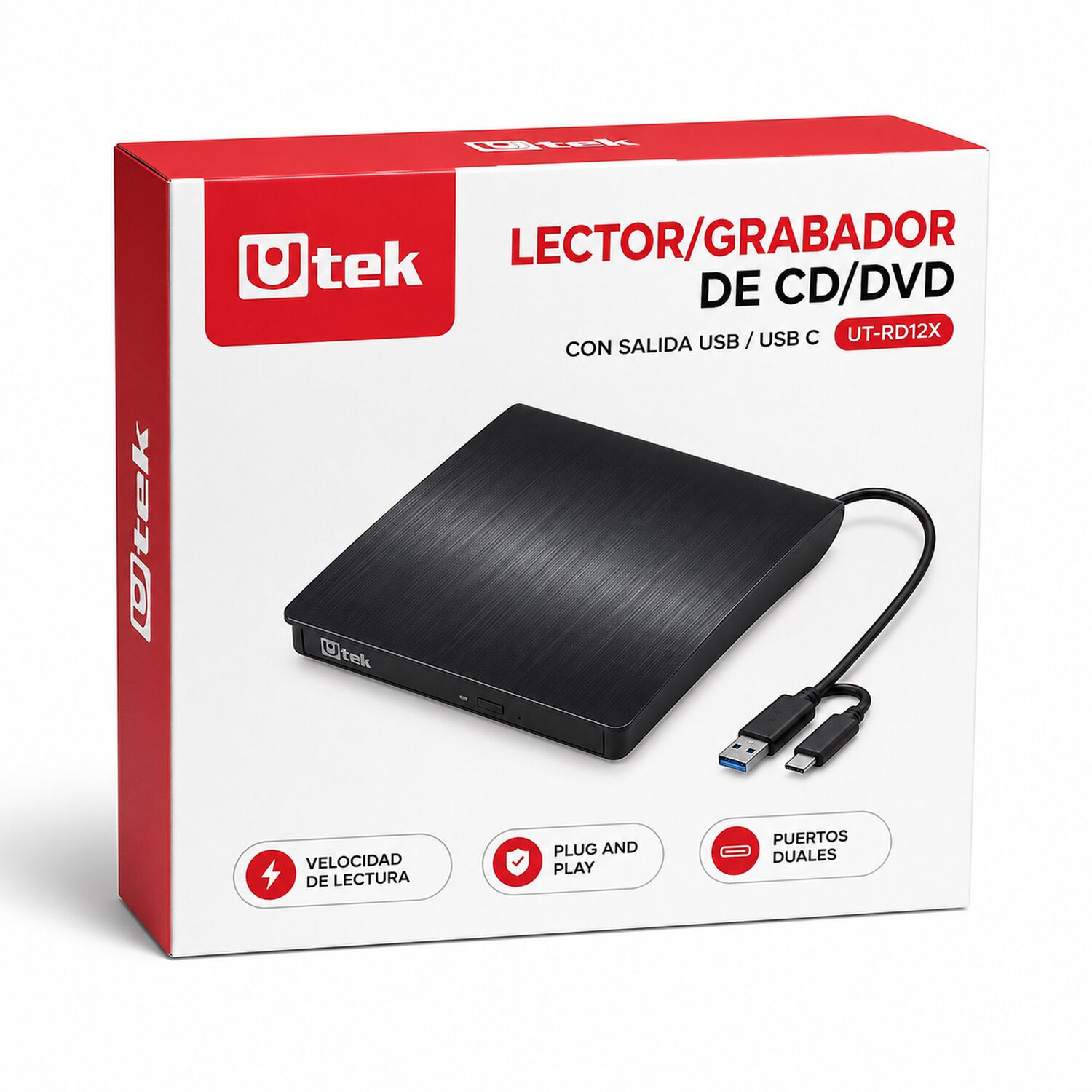 Grabador Y Lector Externo De Cd/dvd Dual Usb / Usb-c Rd12x image number 6.0