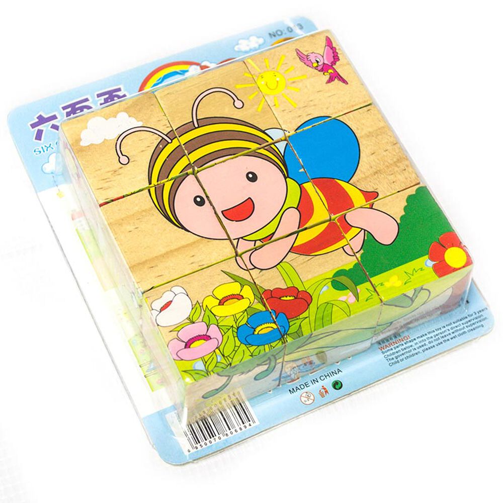 Cubos Rompecabezas Puzzles De Madera 6 Juegos En 1 Niños image number 3.0