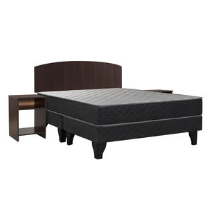 Cama Europea Celta Apolo Black / 2 Plazas / Base Dividida + Set de Maderas Dakar