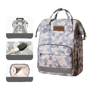 Mochila Maternal Impermeable Con Usb Lubabycas Gris