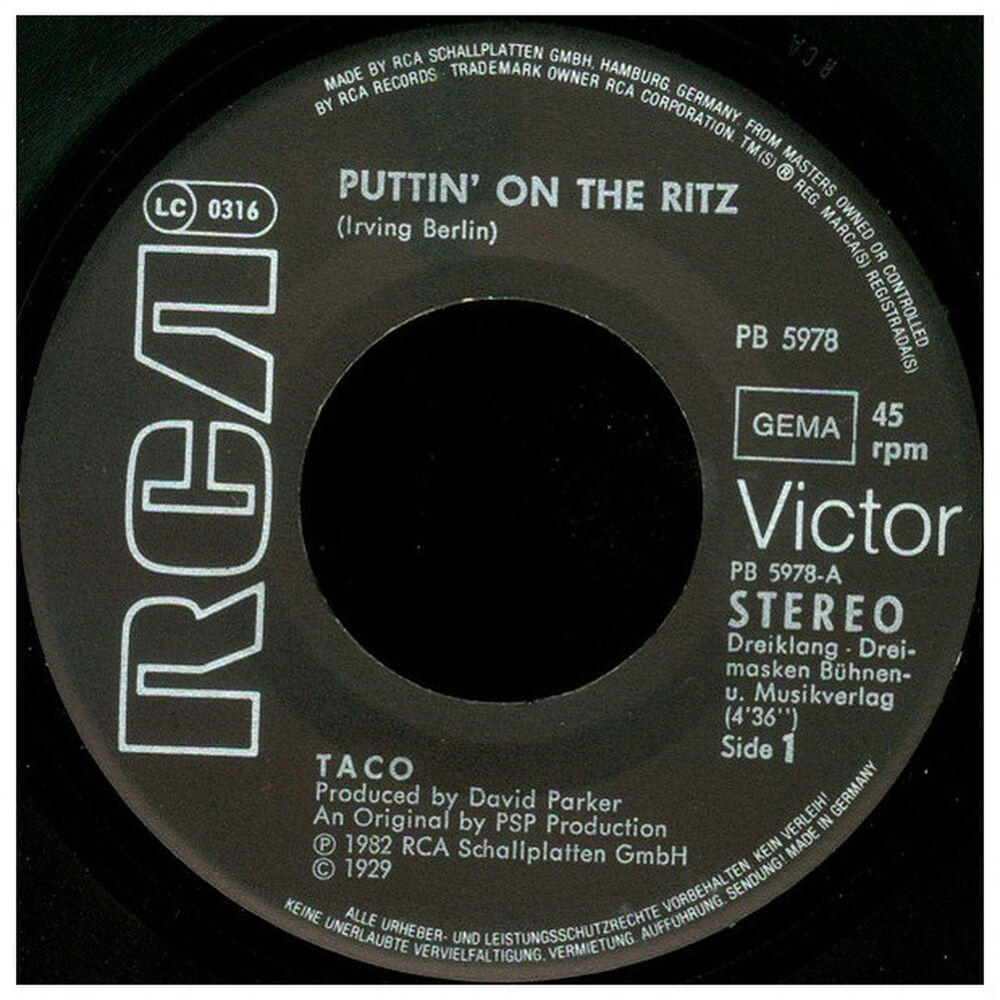 Taco - Puttin' On The Ritz | 7" Single Usado image number 2.0
