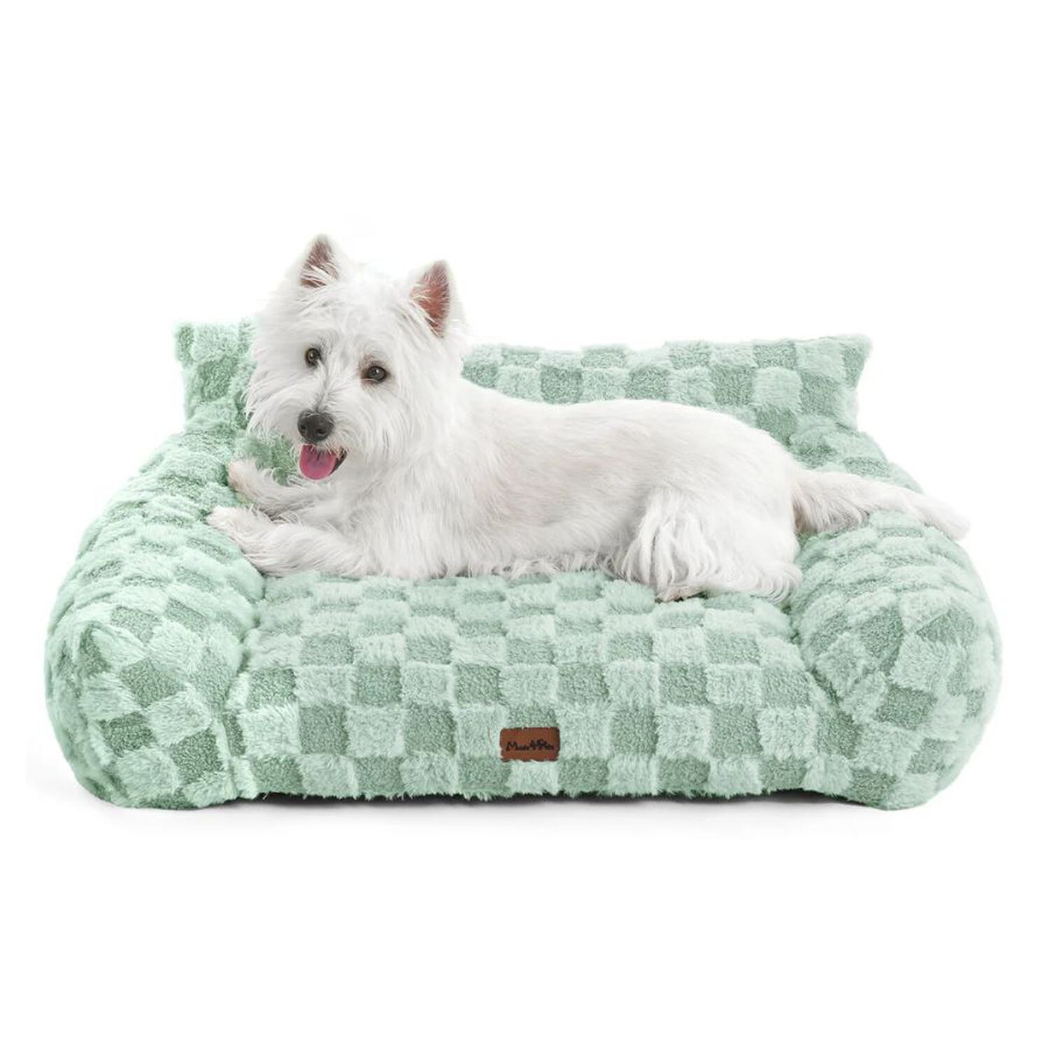 Cama Sof&aacute; Para Perros Y Gatos Dise&ntilde;o Cuadros Verde Lavable Talla S image number 3.0