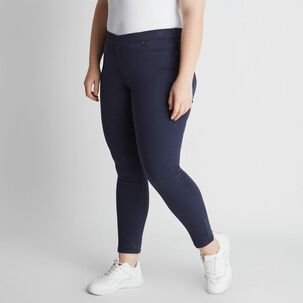 Calza De Jeans Color Con Pretina Elasticada