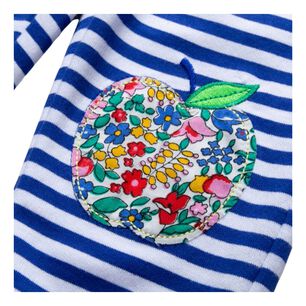 Pantal&oacute;n Buzo Ni&ntilde;a 100% Algod&oacute;n Azul Rayas Manzana