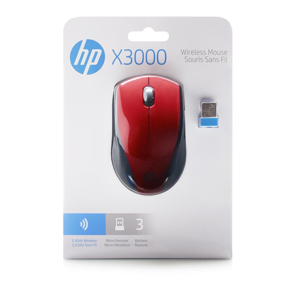 Mouse Inalámbrico Hp X3000 Red image number 2.0