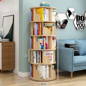 Biblioteca Circular Giratorio Con 5 Estantes 46x46x157cm