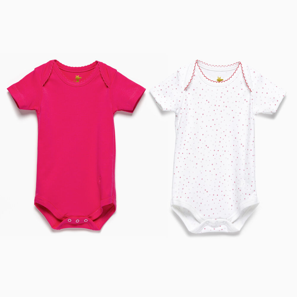 Pack Body Estrellas Blanco Fucsia Manga Corta Algodón Peruano image number 1.0