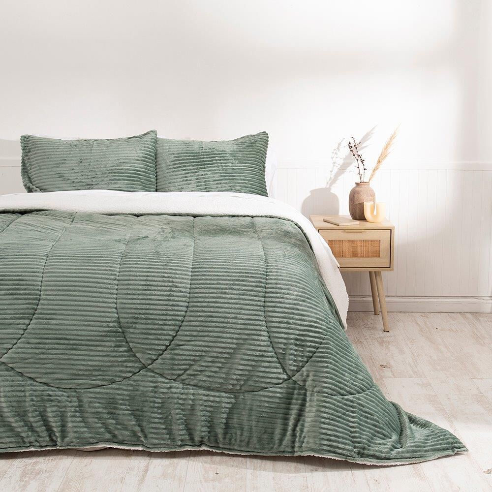 Plumon Corduroy Coral Sherpa King Verde image number 0.0