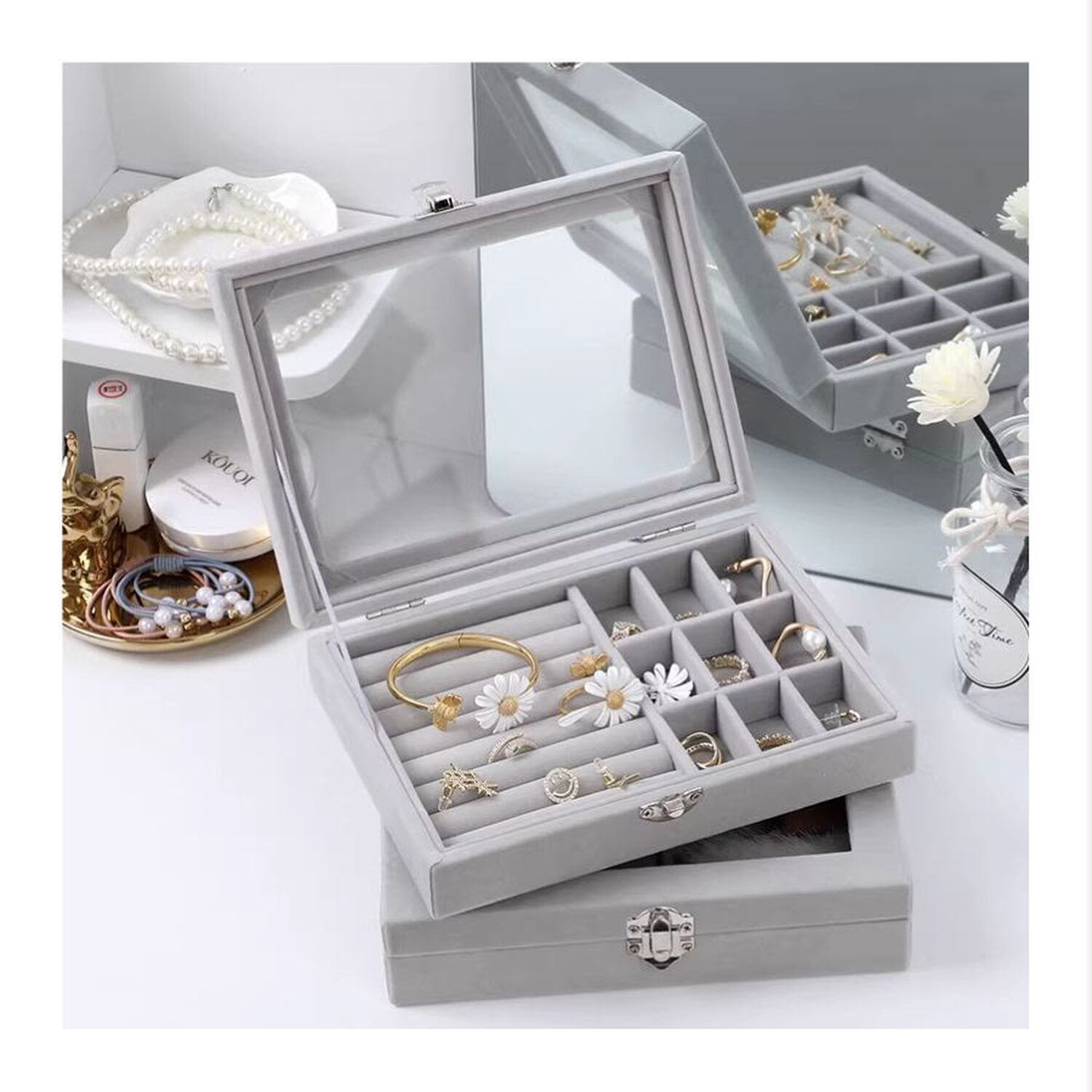 Alhajero Caja Organizadora De Joyas Portatil Gris image number 5.0