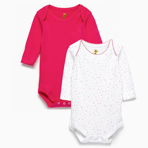 Pack Body Estrellas Blanco Fucsia Manga Larga Algodón Peruano