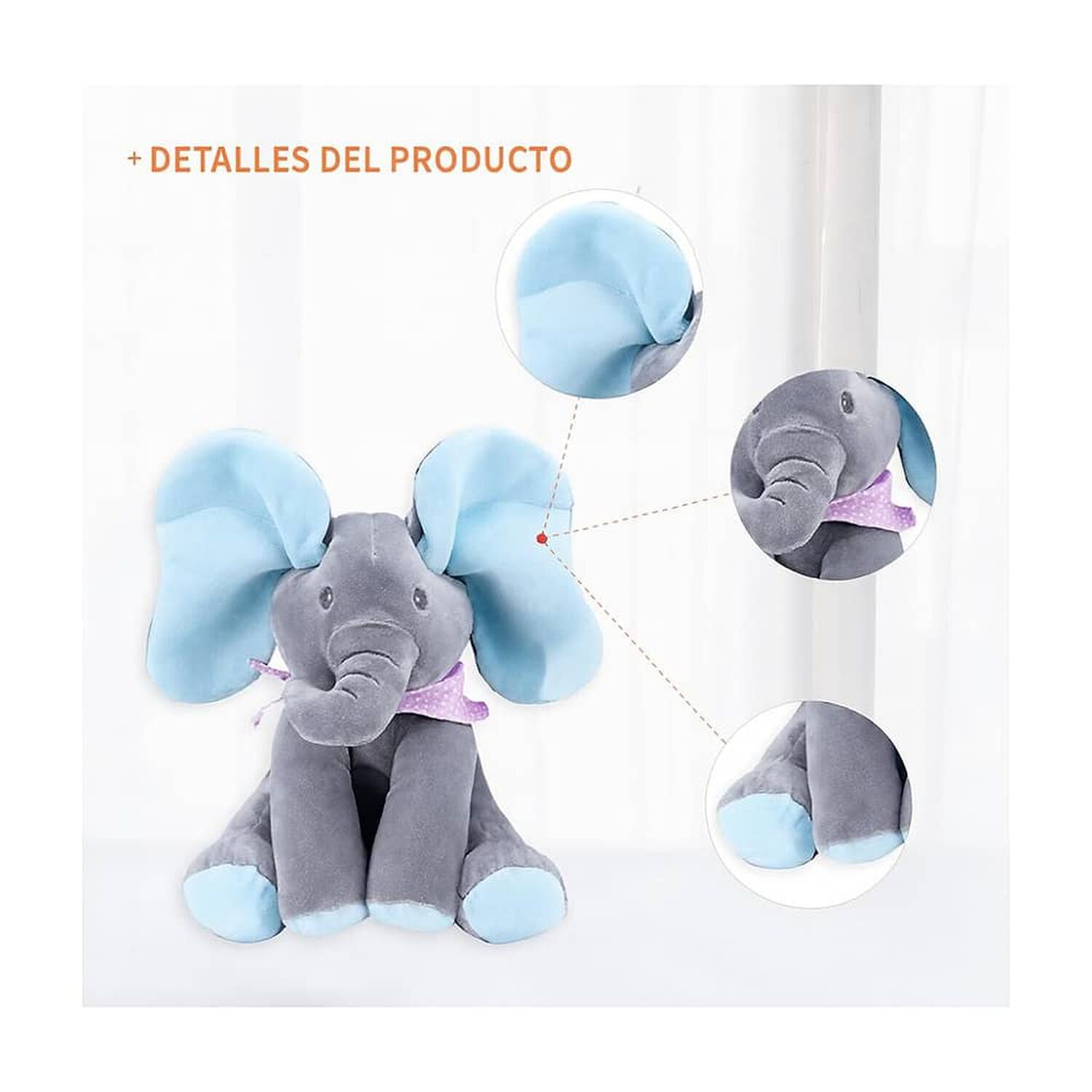 Peluche Interactivo Animado Musica + Juego Elefante Bebe image number 9.0
