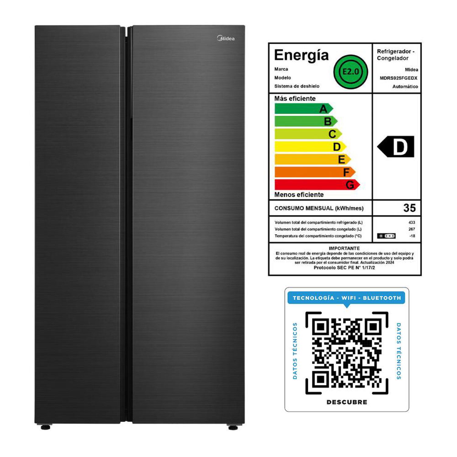 Refrigerador Side By Side Midea MDRS925FGEDX / No Frost / 700 Litros / D image number 1.0