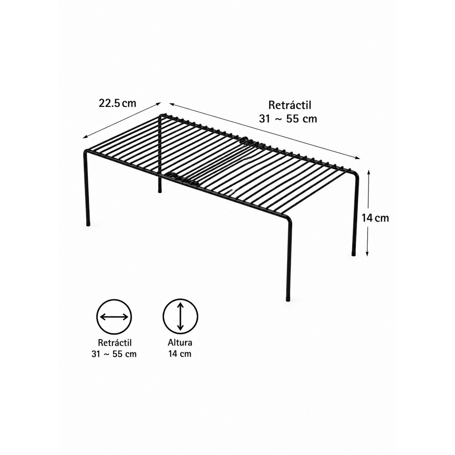 Repisa Extensible De Hierro Apilable Organizador Rack Cocina image number 4.0