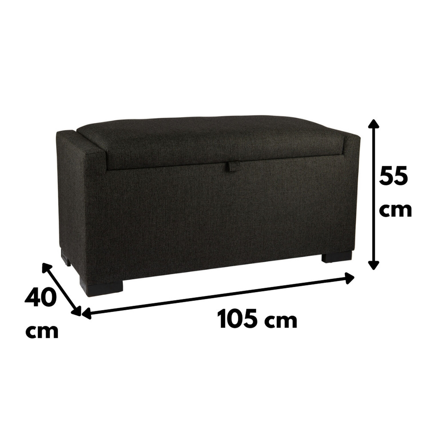 Banqueta Con Ba&uacute;l Leyzy Grafito Omega 40x55x105 Cm M&aacute;xima Design image number 3.0