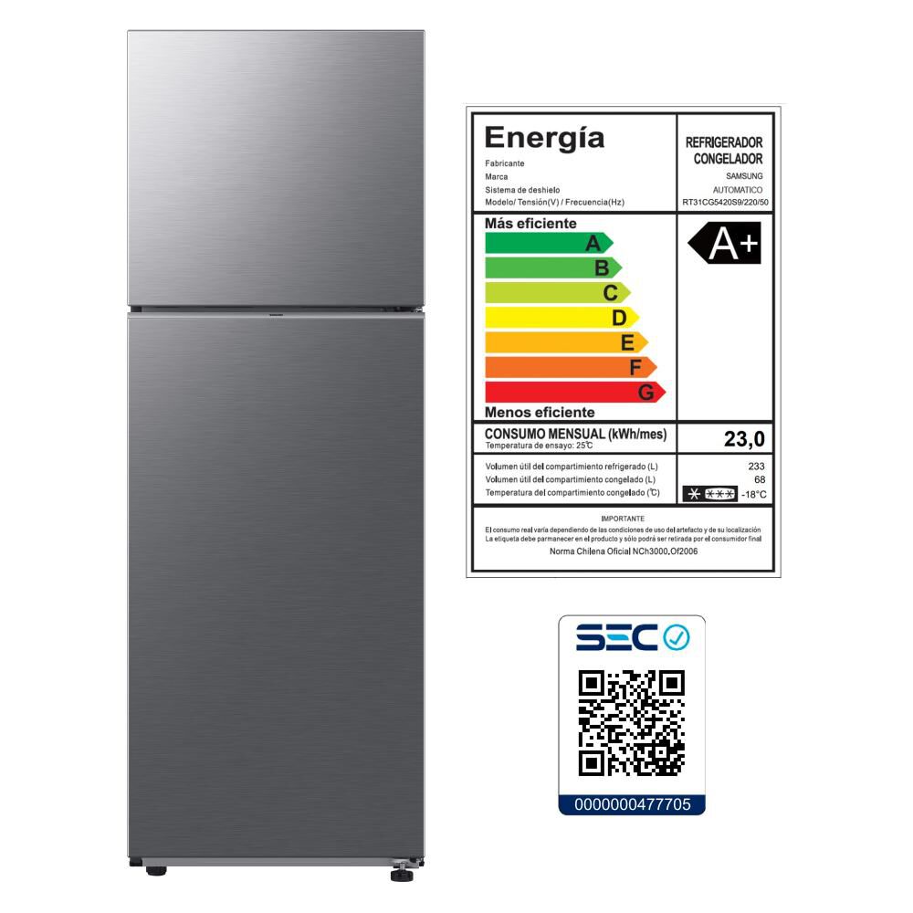 Refrigerador Top Freezer Samsung RT31CG5420S9ZS / No Frost / 301 Litros / A+ image number 9.0