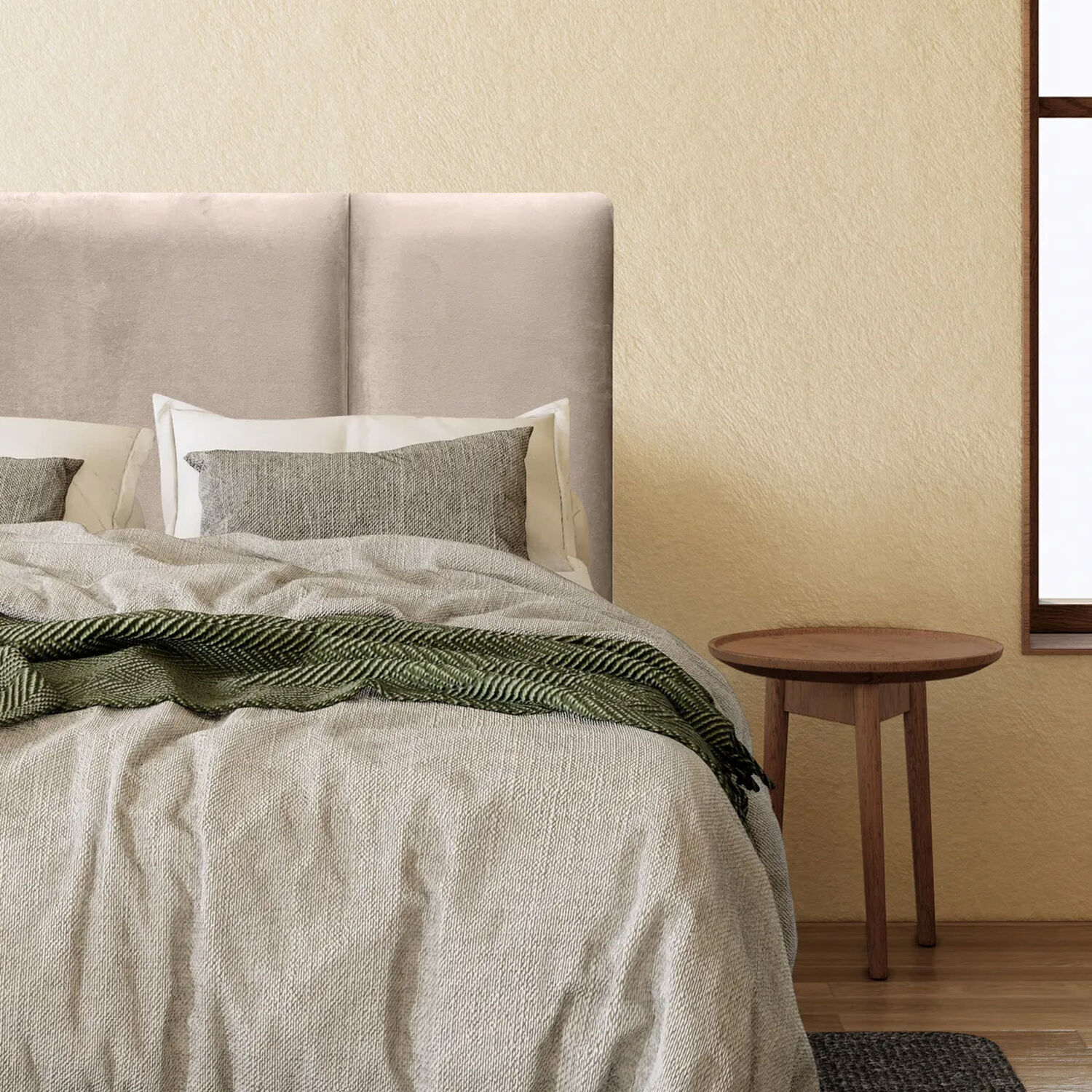 Respaldo De Cama Block Felpa Beige 1 Plaza image number 0.0