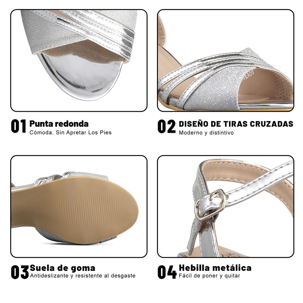 Sandalia Taco Plateado Fiesta Qiu257 Weide image number 6.0