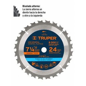 Disco Sierra Circular 7 1/4 Pulgadas 24 Dientes Truper