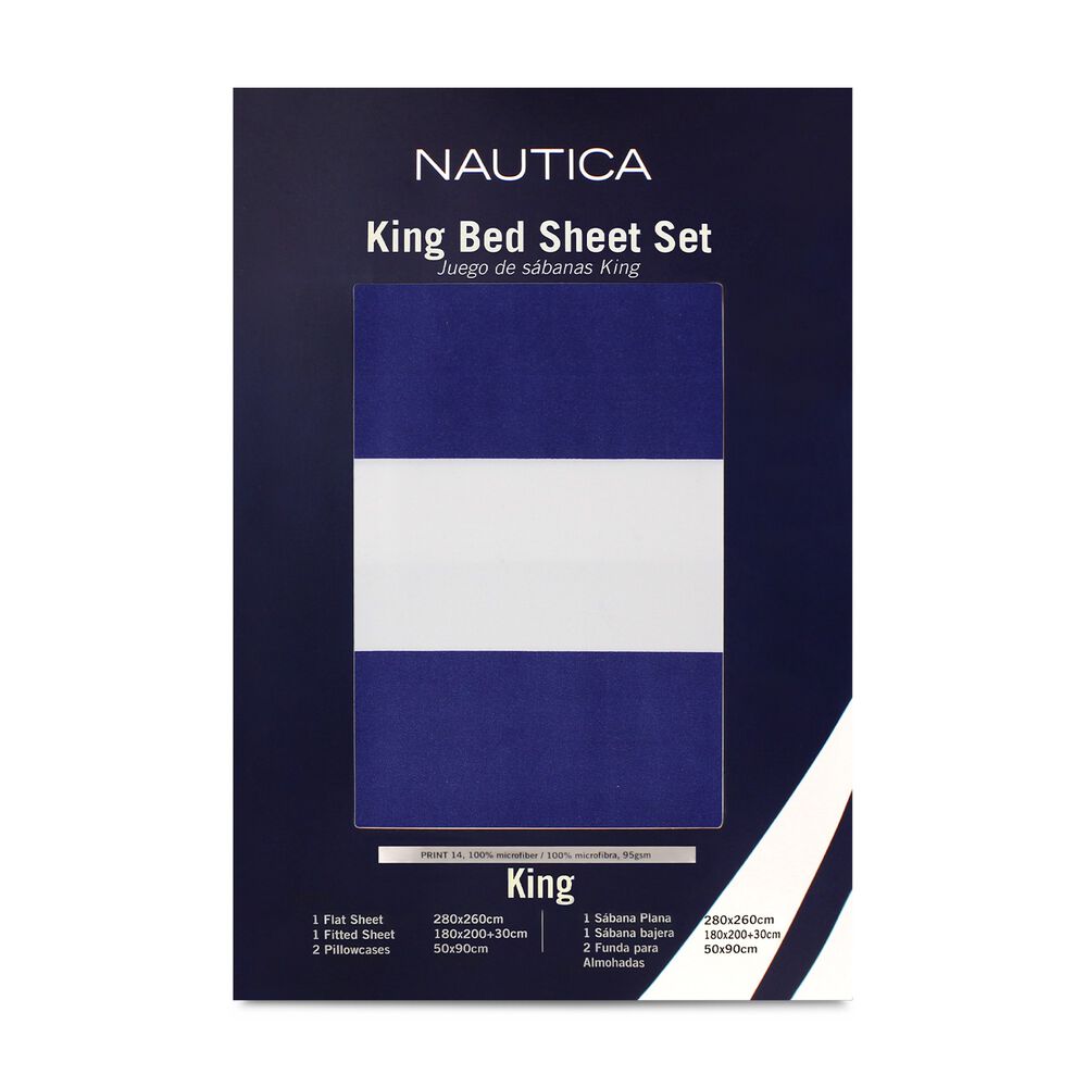 Juego De S&aacute;banas Nautica 4 Piezas Microfibra King Dise&ntilde;o Azul Marino image number 3.0