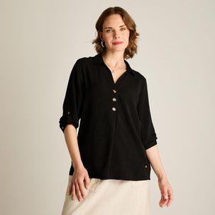 Blusa Manga 3/4 Cuello Camisero Mujer Lorenzo Di Pontti