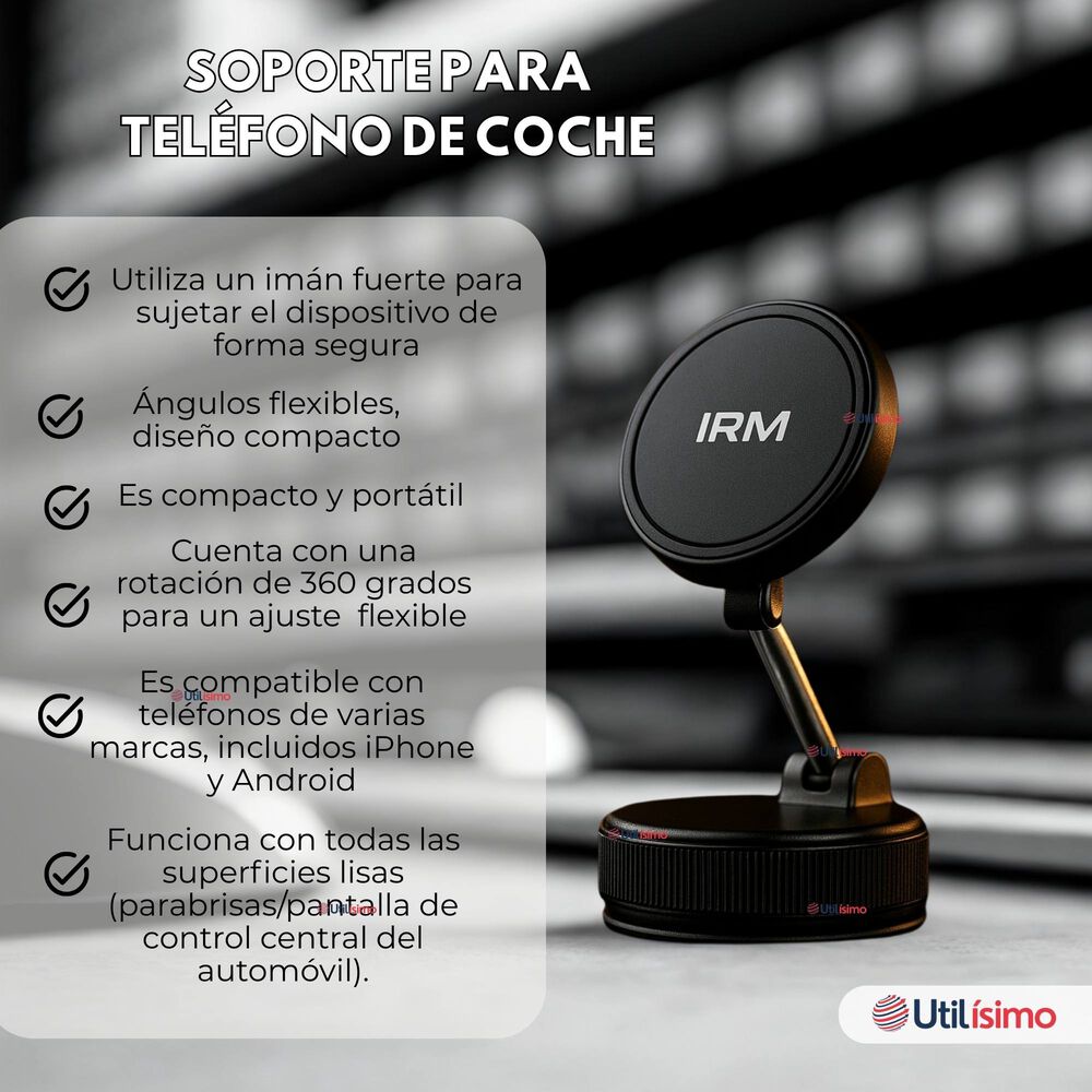 Soporte De Auto Celular Magn&eacute;tico Iphone Android Negro image number 1.0