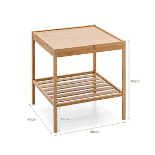 Set 2 Mesa Auxiliar De Bamb&uacute; 2 Niveles