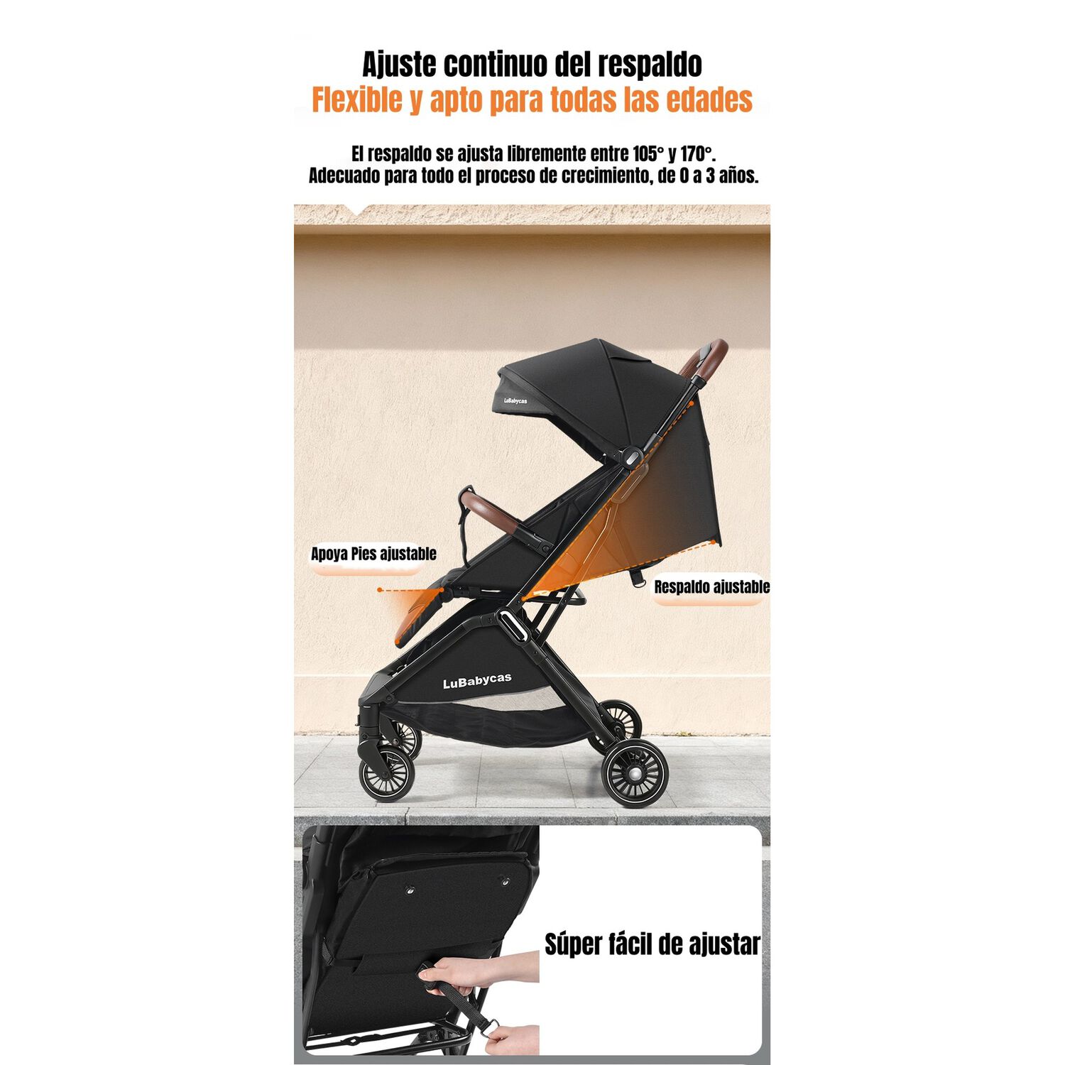 Coche De Paseo Lubabycas Elegante De Aluminio 0-3 A&ntilde;os Find image number 1.0