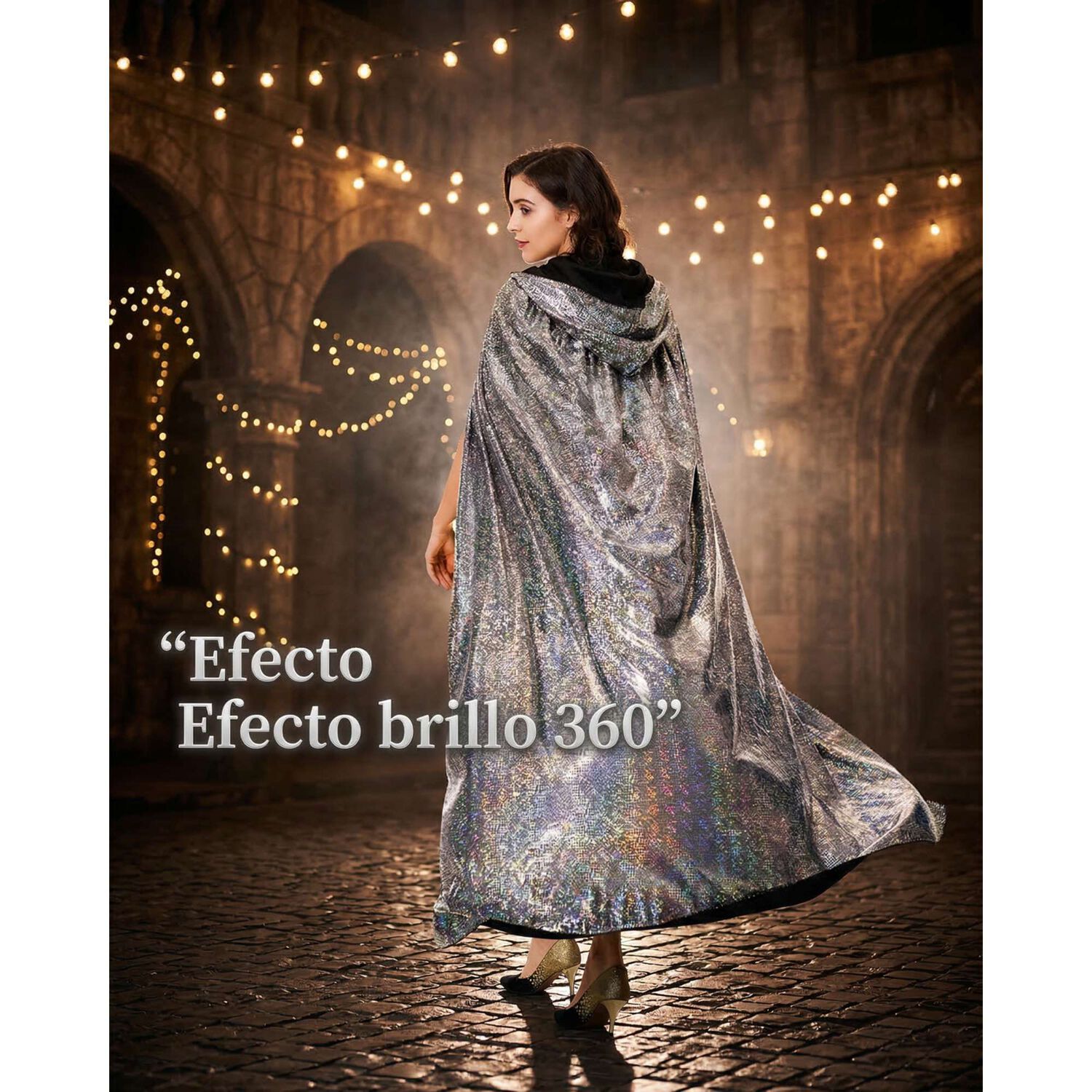 Capa Glitter Brillante Con Capucha Para Cosplay Y Disfraz image number 30.0